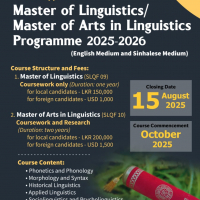 Master of Linguistics/Master of Arts in Linguistics Programme  2025/2026